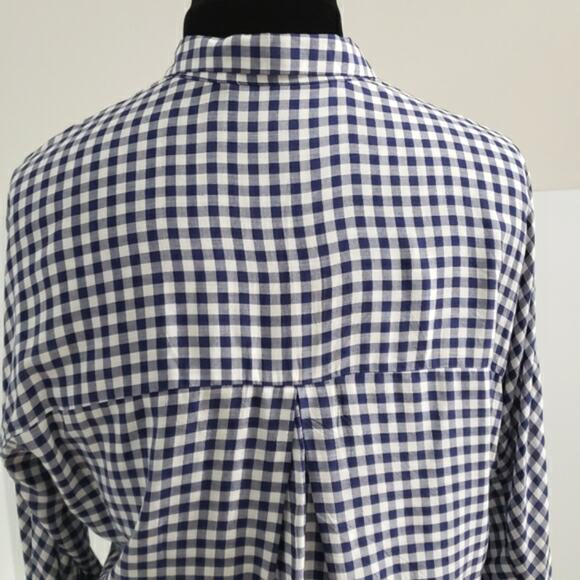 Zara Trafaluc Top Blue White Gingham Plaid Country Blouse Small Farm Checkered - Picture 7 of 8